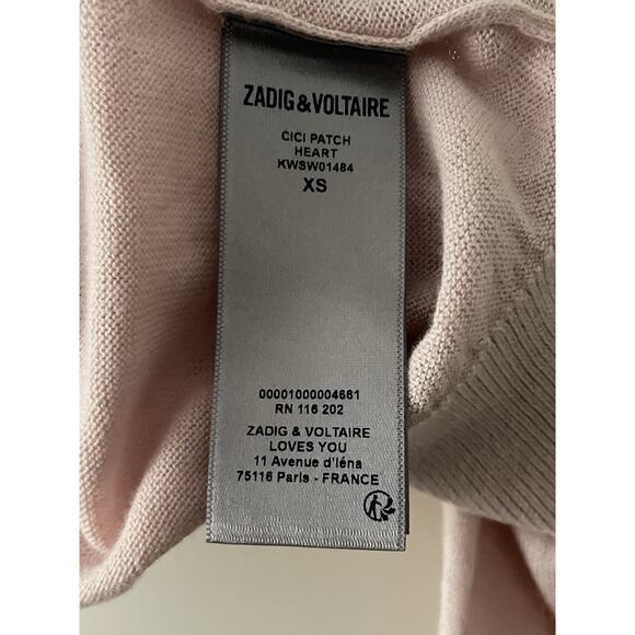 Zadig & Voltaire Sweater Pullover Cici Patch Heart Cotton FLAW - Picture 15 of 16